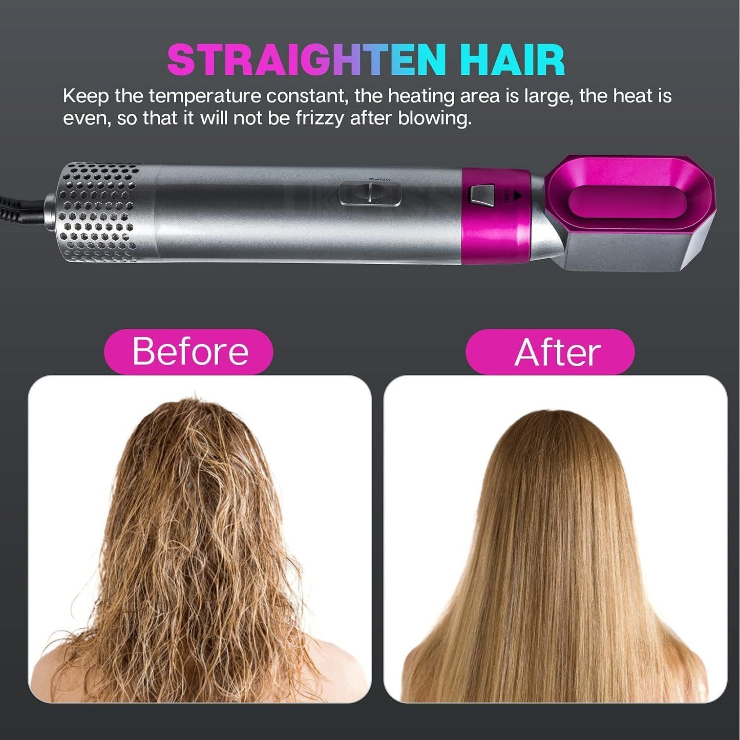5-in-1 Hair Dryer Brush | Hot Air Styling Brush with Interchangeable Heads
