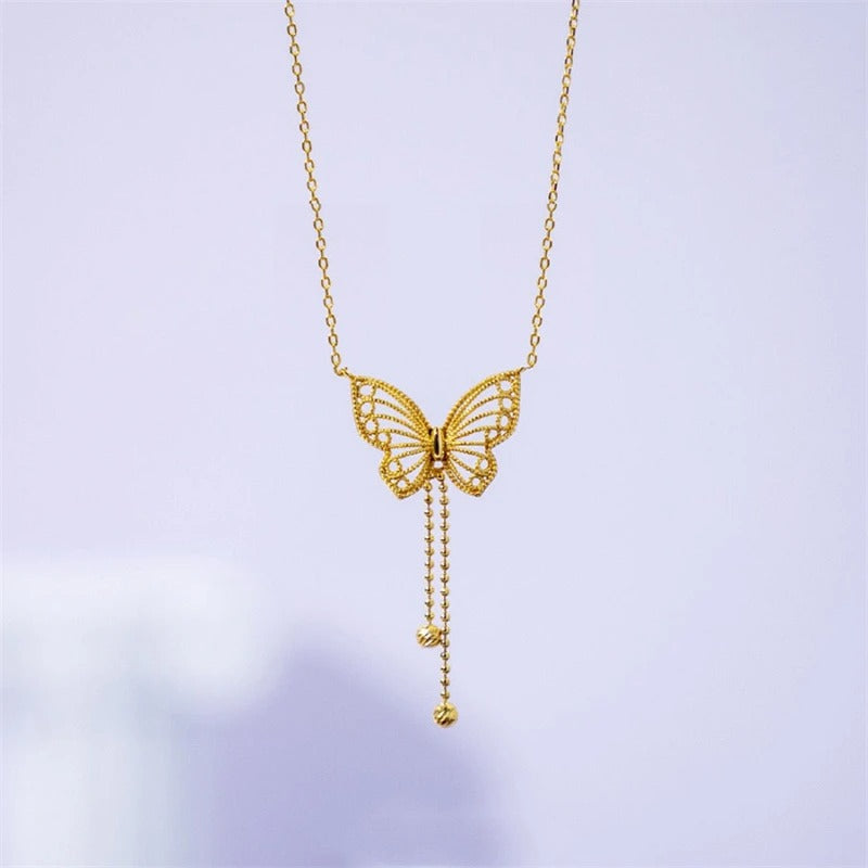 Gold Plated Butterfly Necklace for Women – Elegant Crystal Jewelry | Free Shipping UAE & COD