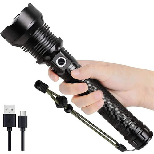 P90 Metal Body Rechargeable Laser Flashlight – Ultra Bright LED Torch