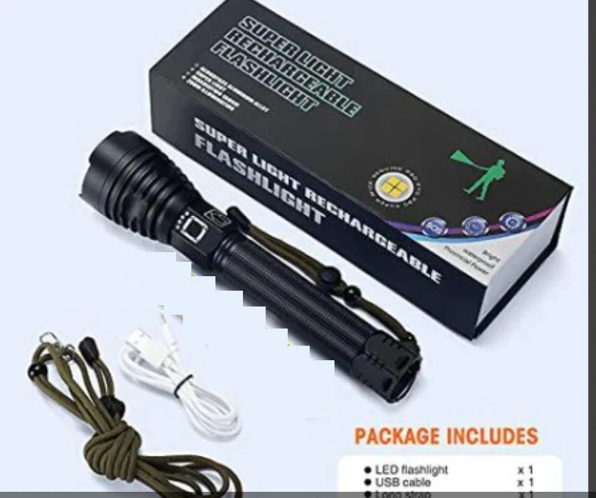P90 Metal Body Rechargeable Laser Flashlight – Ultra Bright LED Torch