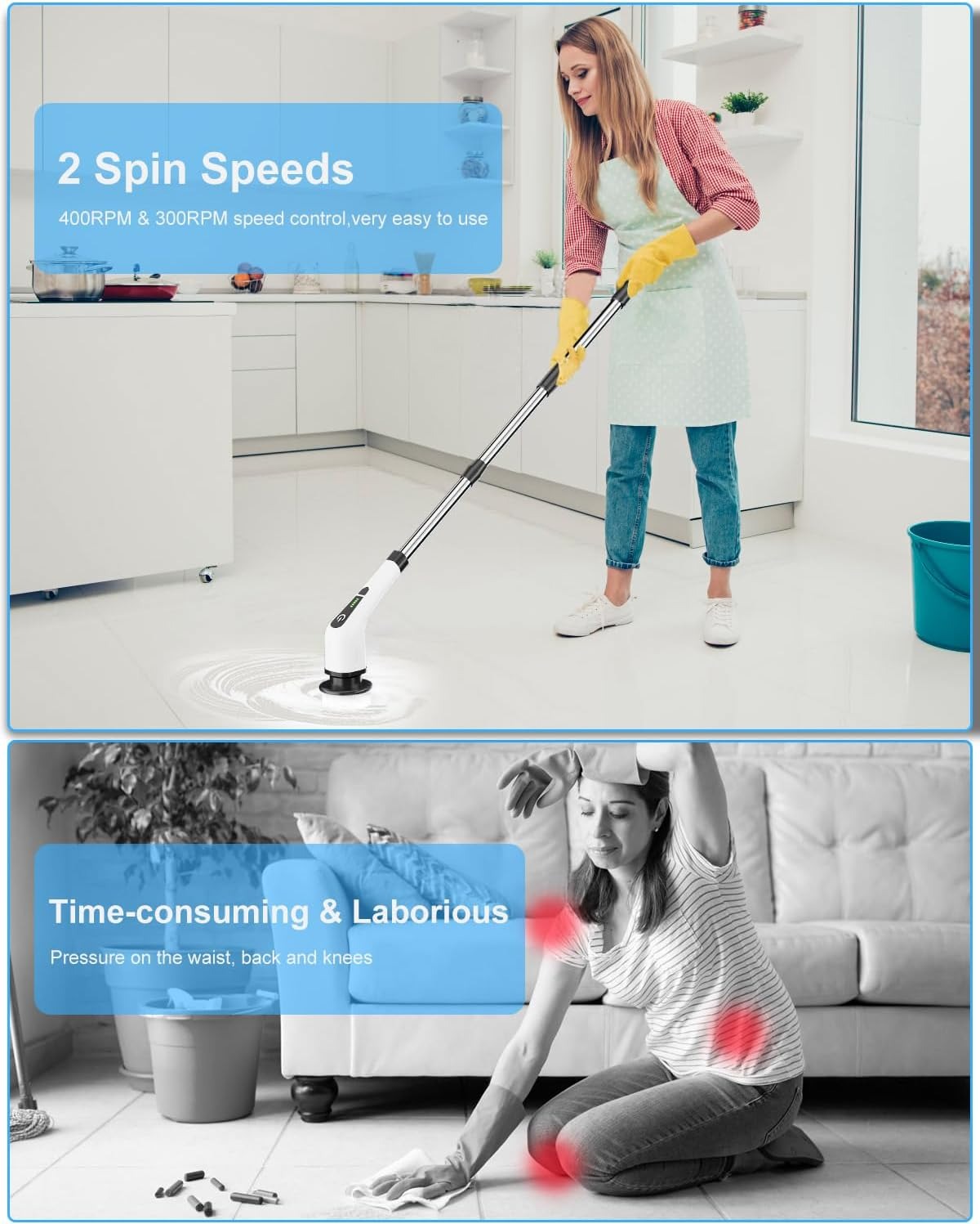 9 in 1 Electric Cleaning Brush – Rechargeable Spin Scrubber with 9 Brush Heads