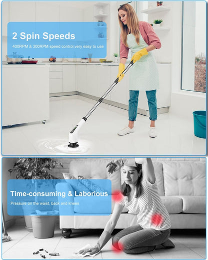 9 in 1 Electric Cleaning Brush – Rechargeable Spin Scrubber with 9 Brush Heads