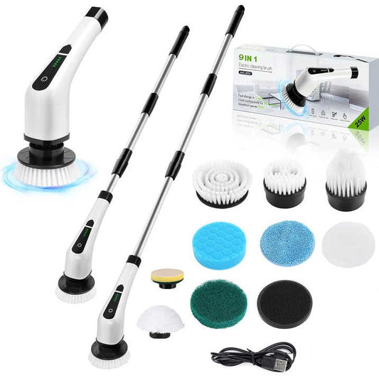 9 in 1 Electric Cleaning Brush – Rechargeable Spin Scrubber with 9 Brush Heads