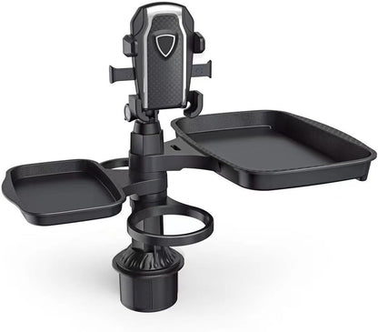 5-in-1 Car Cup Holder with Phone Holder & Dual Tray | Universal Fit