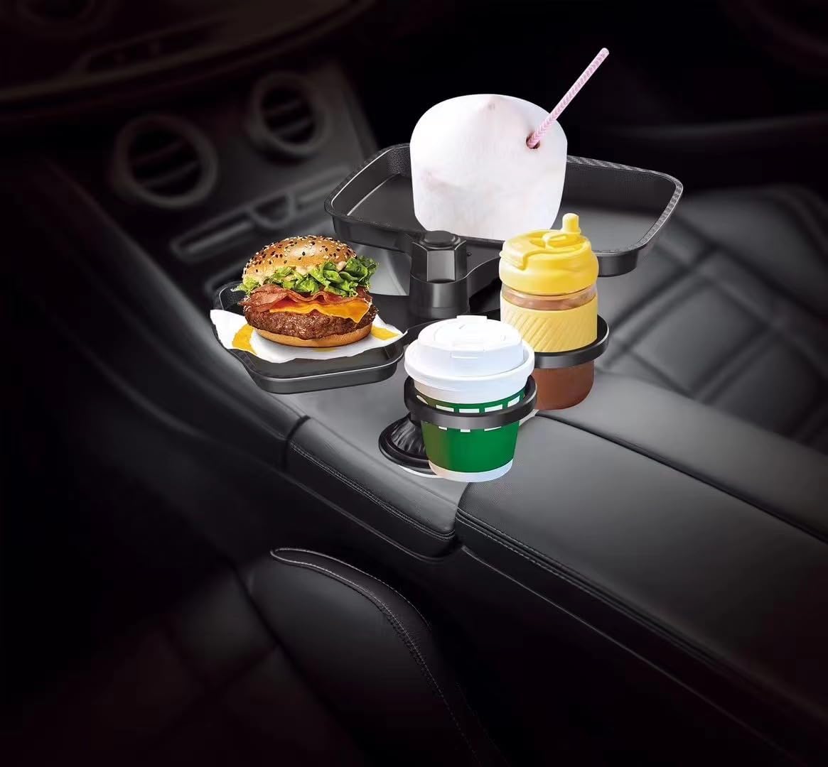 5-in-1 Car Cup Holder with Phone Holder & Dual Tray | Universal Fit