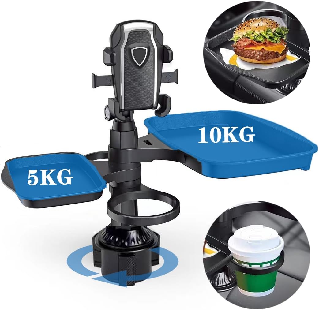 5-in-1 Car Cup Holder with Phone Holder & Dual Tray | Universal Fit