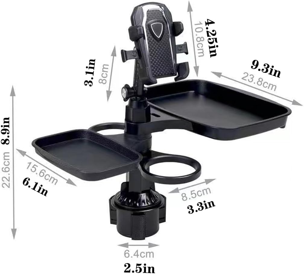 5-in-1 Car Cup Holder with Phone Holder & Dual Tray | Universal Fit