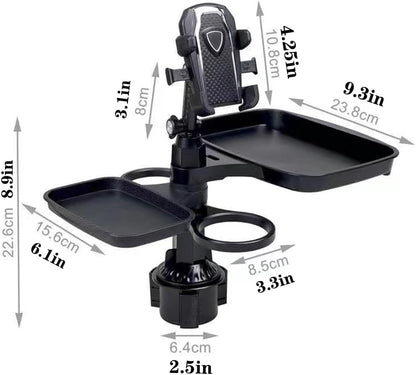 5-in-1 Car Cup Holder with Phone Holder & Dual Tray | Universal Fit