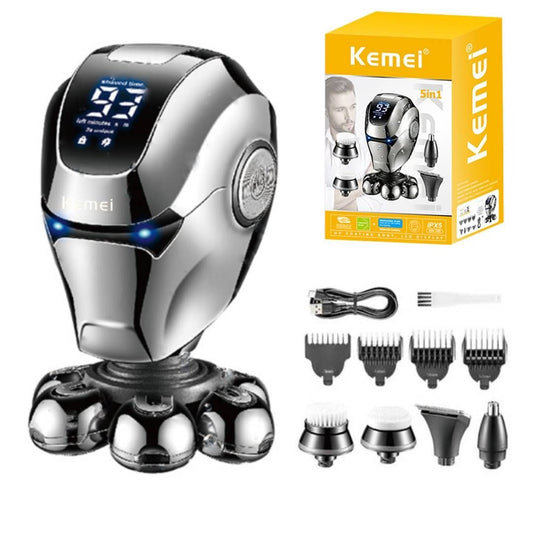 5-in-1 Electric Razor for Men – Bald Head Shaver with 7D Floating Blades & Trimmer Set