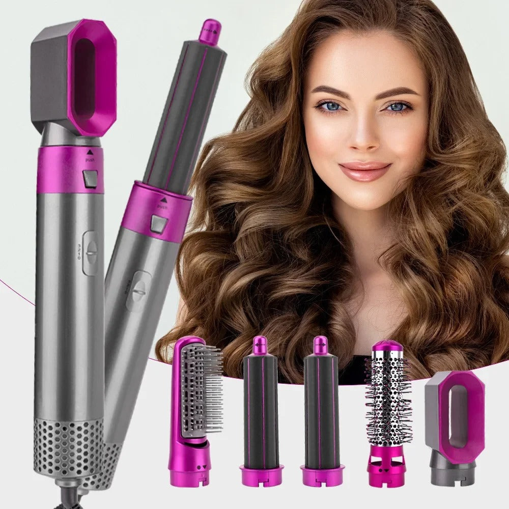 5-in-1 Hair Dryer Brush | Hot Air Styling Brush with Interchangeable Heads