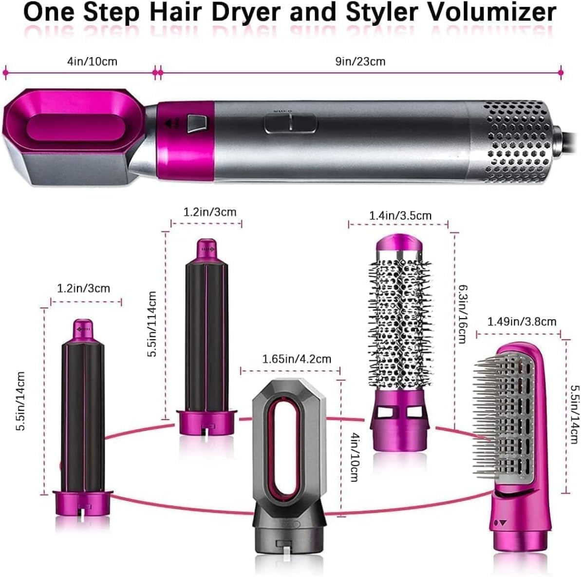 5-in-1 Hair Dryer Brush | Hot Air Styling Brush with Interchangeable Heads