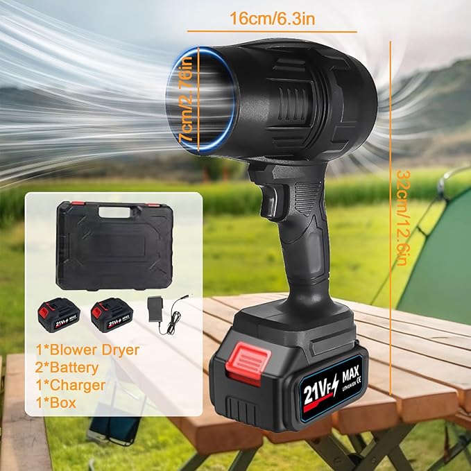 Jet Blower with Charger & 2 Batteries – 40,000 RPM Powerful Turbo Car Dryer & Dust Cleaner