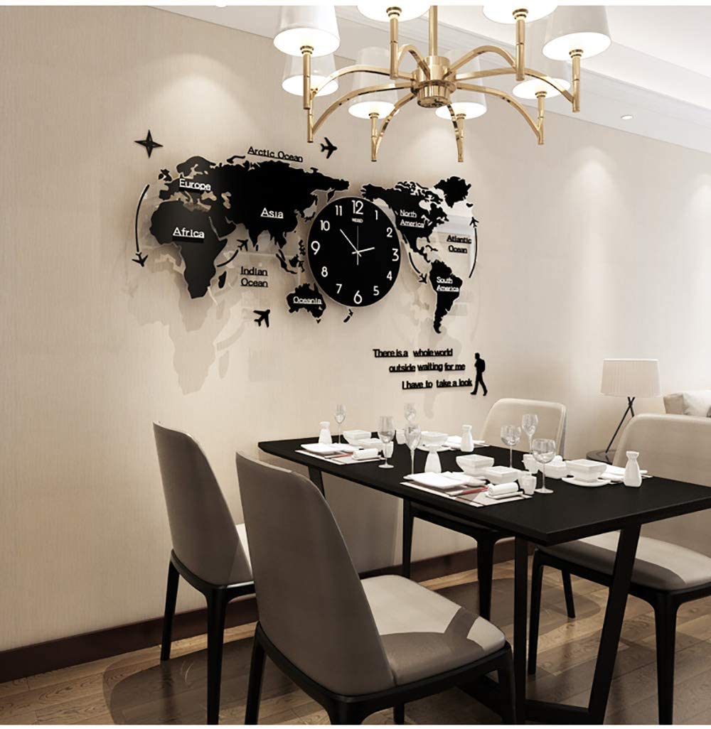 Acrylic World Map Clock – Premium 3D DIY Wall Art (152 × 100 CM)