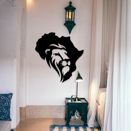African Lion Wall Decor – Premium Acrylic Wall Art (Black / Golden / Silver – 60x60 CM)