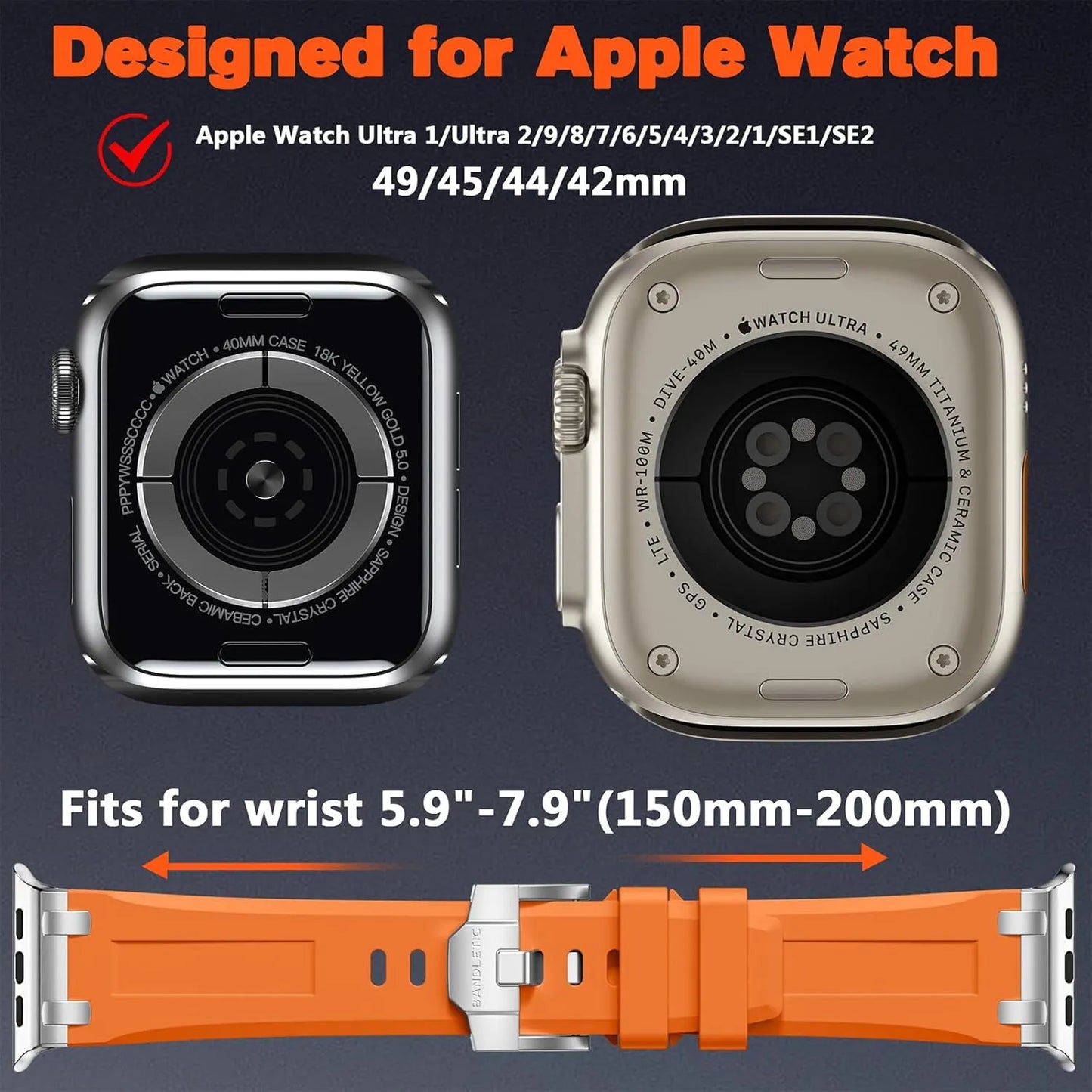 Apple Watch Ultra 2 Band – Rugged TPU Strap with Stainless Steel Buckle