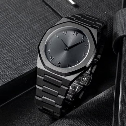 Arabic Aura Watch – All Black Edition | Premium Minimalist Timepiece