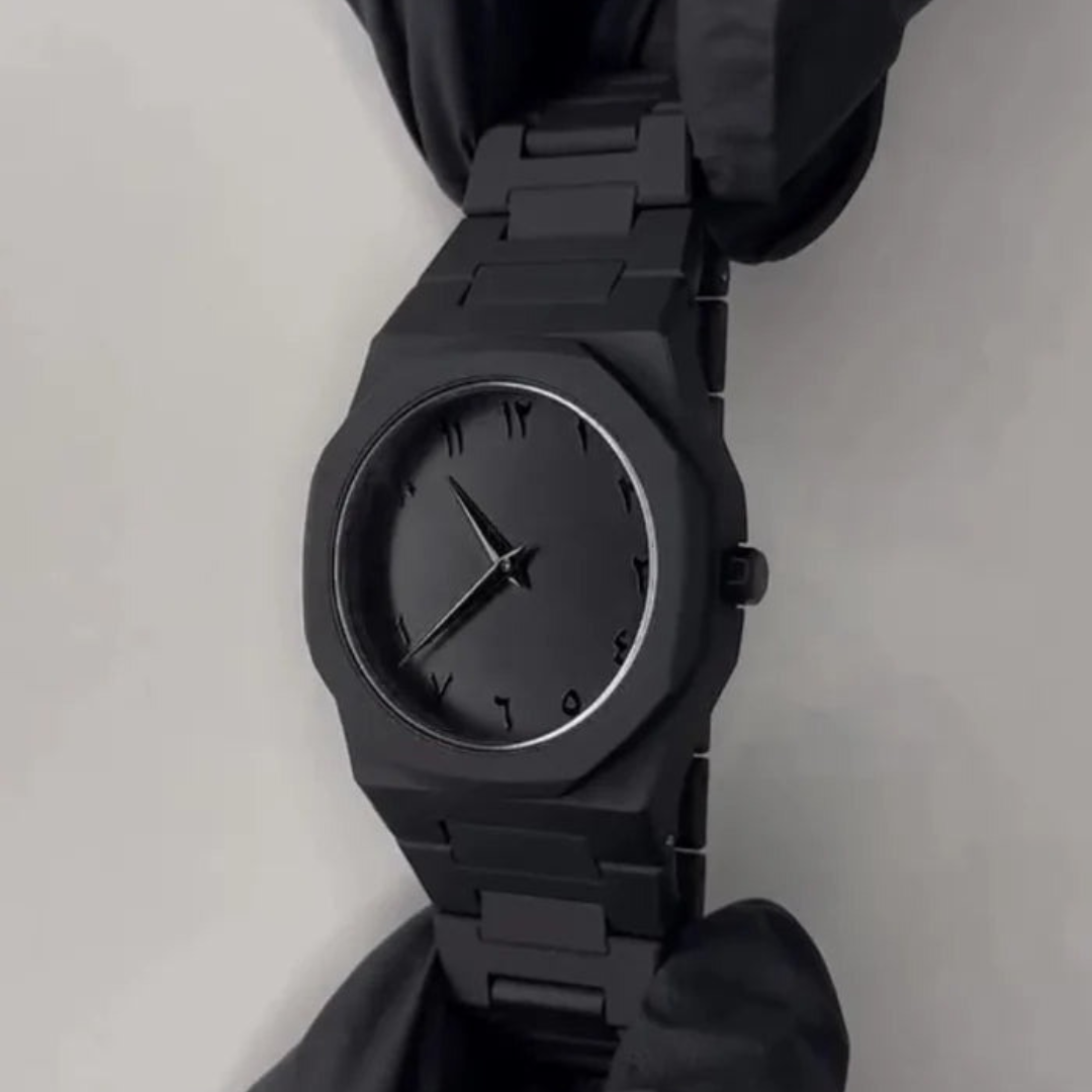 Arabic Aura Watch – All Black Edition | Premium Minimalist Timepiece