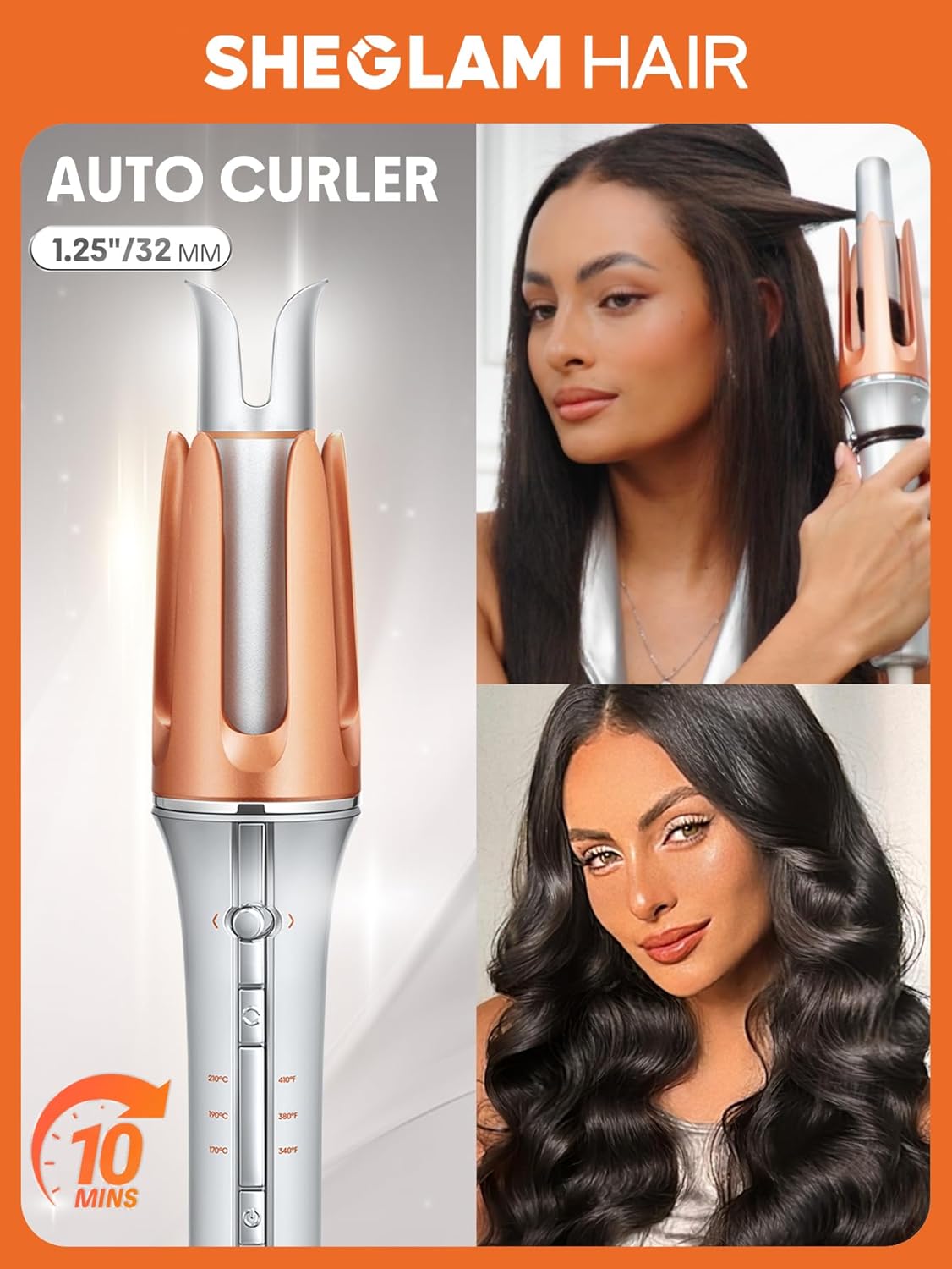 Automatic Curling Iron | Fast Heating Hair Curler with Anti-Burn & Travel Ready Design