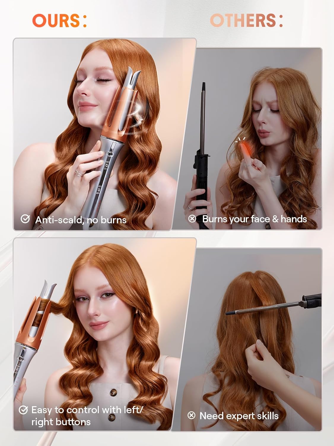 Automatic Curling Iron | Fast Heating Hair Curler with Anti-Burn & Travel Ready Design