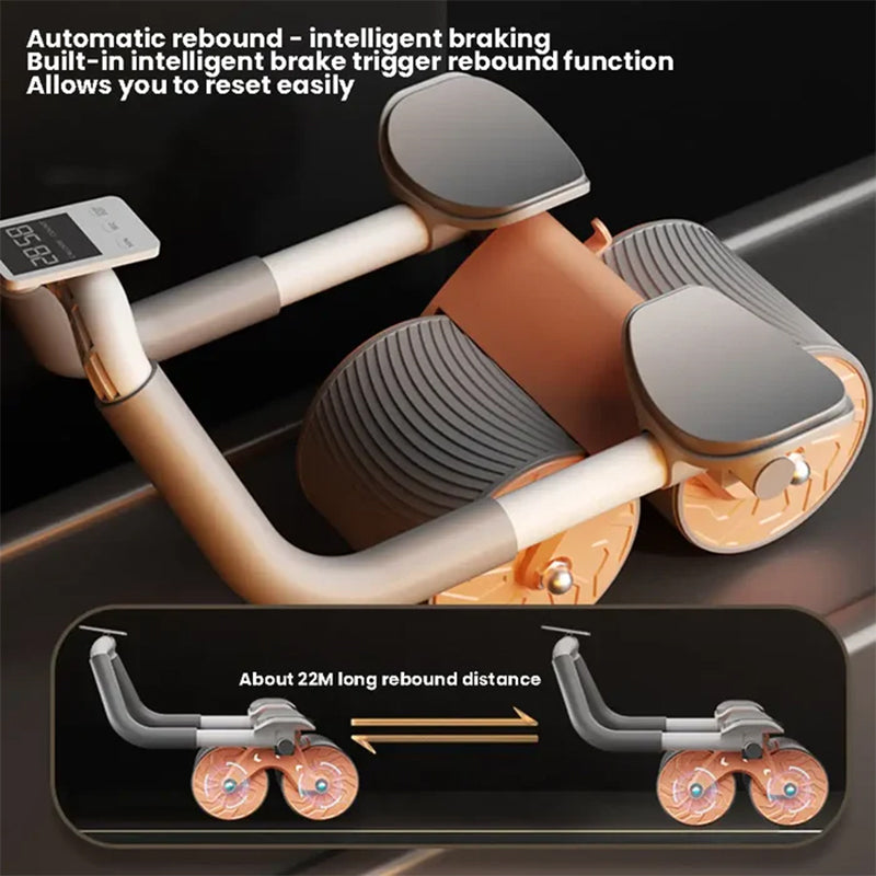 Automatic Rebound Abdominal Exercise Roller – Double Wheel Abs Trainer with Elbow Support