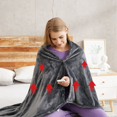 Electric Heated Plush Blanket – USB Powered Coral Fleece Shawl with 3 Heat Settings