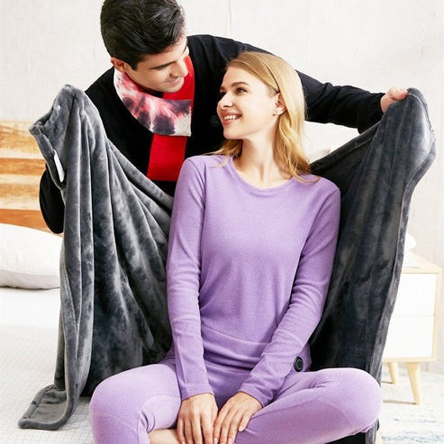 Electric Heated Plush Blanket – USB Powered Coral Fleece Shawl with 3 Heat Settings