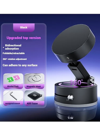 Foldable Vacuum Magnetic Car Phone Holder – 360° Suction Mount