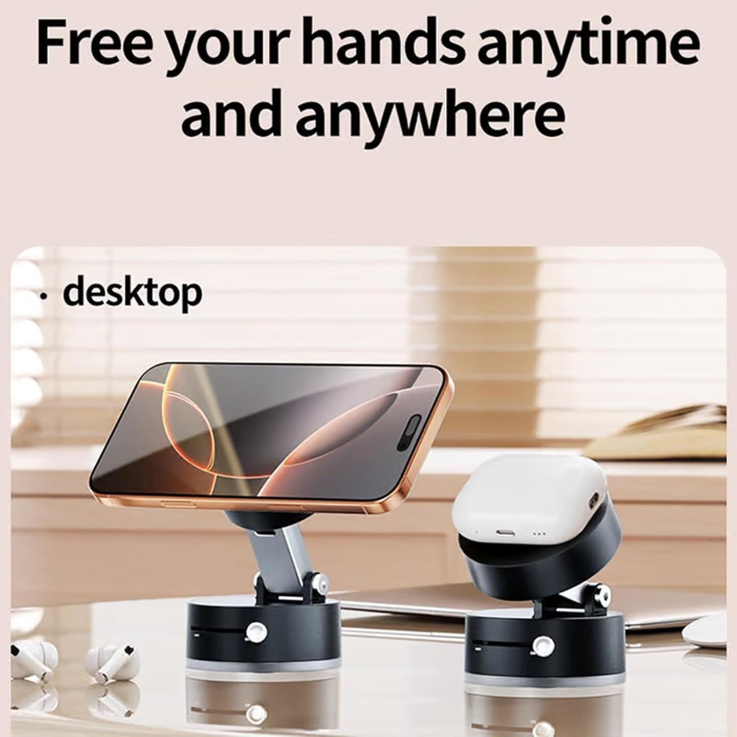 Foldable Vacuum Magnetic Car Phone Holder – 360° Suction Mount