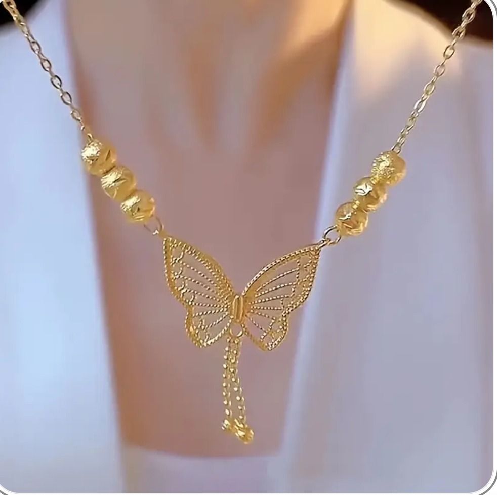 Gold Plated Butterfly Necklace for Women – Elegant Crystal Jewelry | Free Shipping UAE & COD