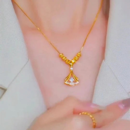 Gold Plated Fan Necklace – Elegant Minimalist Jewelry for Women | Free Shipping UAE & COD Available