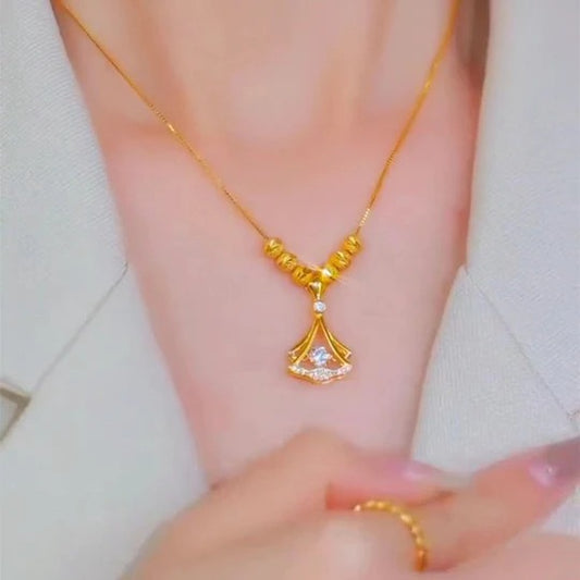 Gold Plated Fan Necklace – Elegant Minimalist Jewelry for Women | Free Shipping UAE & COD Available