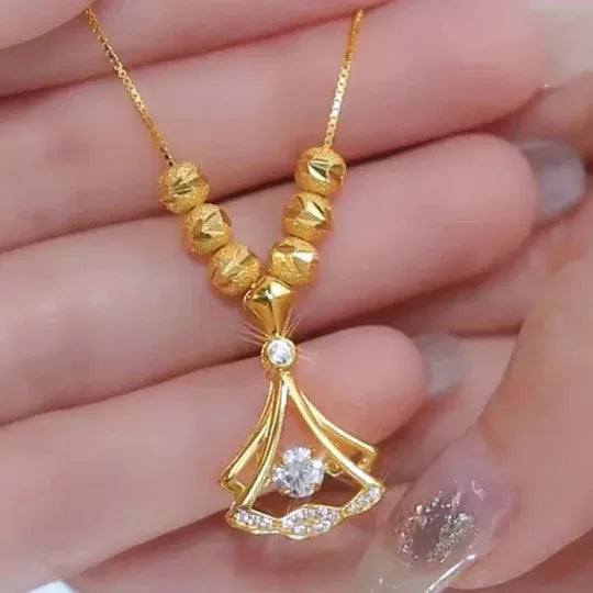 Gold Plated Fan Necklace – Elegant Minimalist Jewelry for Women | Free Shipping UAE & COD Available