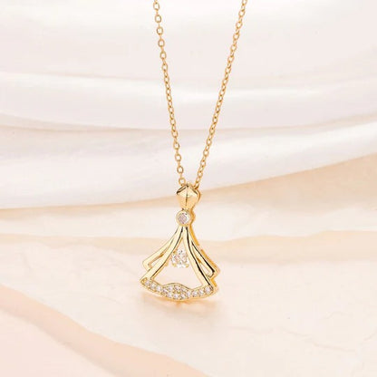 Gold Plated Fan Necklace – Elegant Minimalist Jewelry for Women | Free Shipping UAE & COD Available