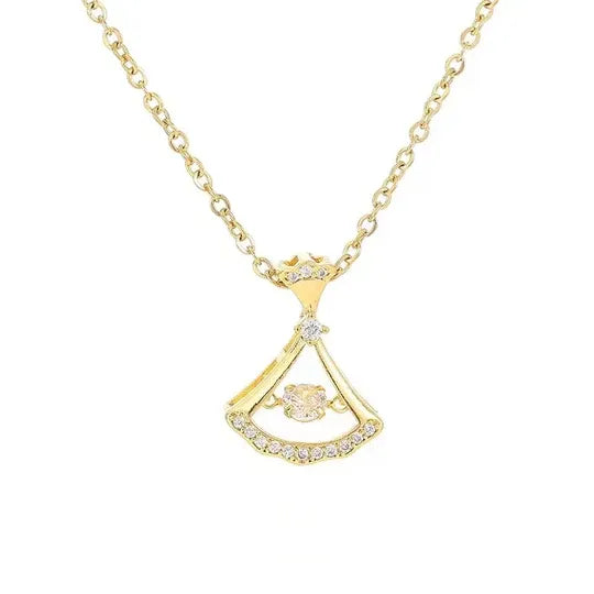 Gold Plated Fan Necklace – Elegant Minimalist Jewelry for Women | Free Shipping UAE & COD Available