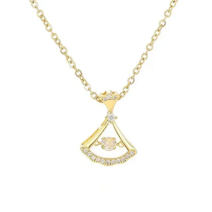 Gold Plated Fan Necklace – Elegant Minimalist Jewelry for Women | Free Shipping UAE & COD Available