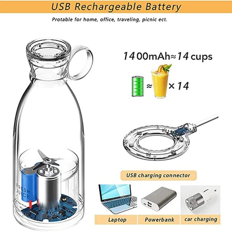 Juice Portable Blender Juicer Bottle – Rechargeable USB Mini Smoothie Maker | Free Shipping