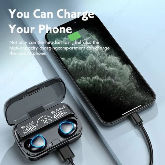 M10 Waterproof TWS Bluetooth 5.1 Earbuds with LED Charging Case – HiFi Stereo Sound