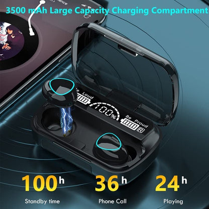M10 Waterproof TWS Bluetooth 5.1 Earbuds with LED Charging Case – HiFi Stereo Sound