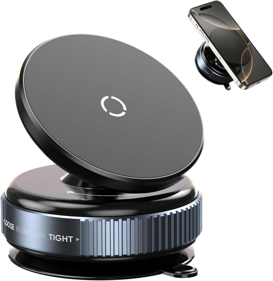Magnetic Vacuum Car Phone Holder | 360° Rotatable Suction Mount