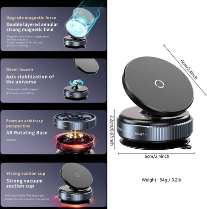 Magnetic Vacuum Car Phone Holder | 360° Rotatable Suction Mount