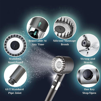 Multifunctional Scalp Massage Shower Head – High Pressure, Water Saving & Filtered