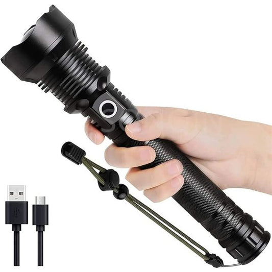 P90 Metal Body Rechargeable Laser Flashlight – Ultra Bright LED Torch