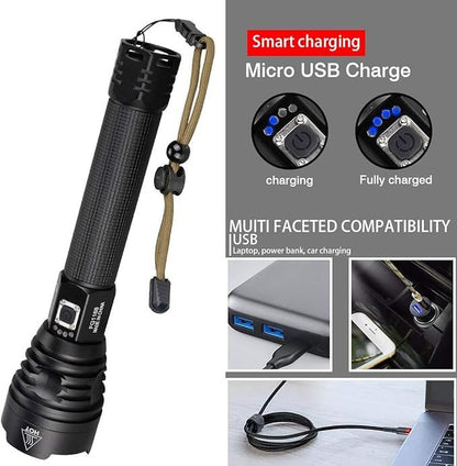 P90 Metal Body Rechargeable Laser Flashlight – Ultra Bright LED Torch