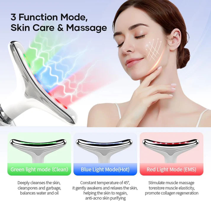 Rechargeable LED Facial & Neck Massager | Double Chin Remover & Skin Tightening Device